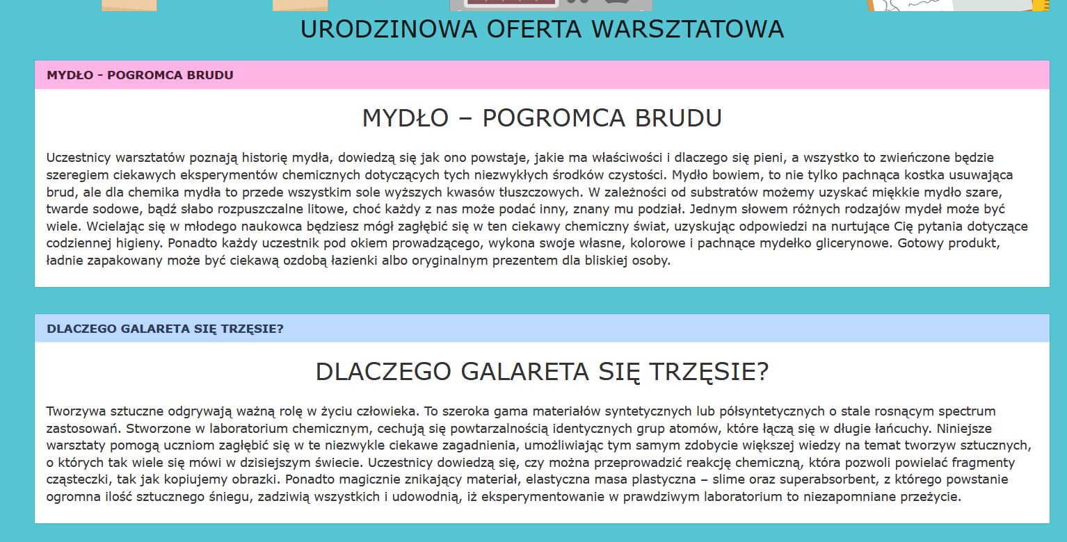 Urodzinowa oferta warsztatowa — mydło i galareta