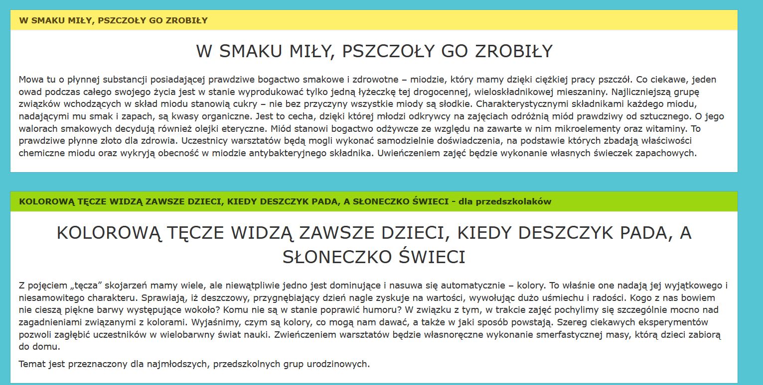 Urodzinowa oferta warsztatowa — miód i tęcza